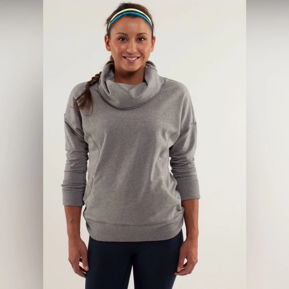 Lululemon Athletica Rest Day Cowl Neck Pullover Sweatshirt, Vintage Grey,Size 10 - Picture 2 of 13